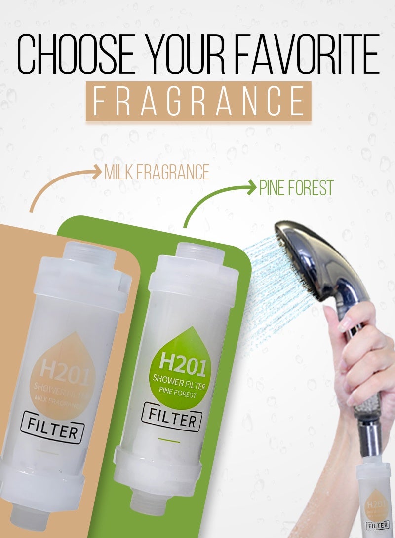 ABJ 2-Pack Vitamin C Shower Filters – Shower Head Water Purifier Cartridge with Aromatherapy Beads, Chlorine & Fluoride Removal, Hard Water Softener (Lavender + Milk) - Image 2