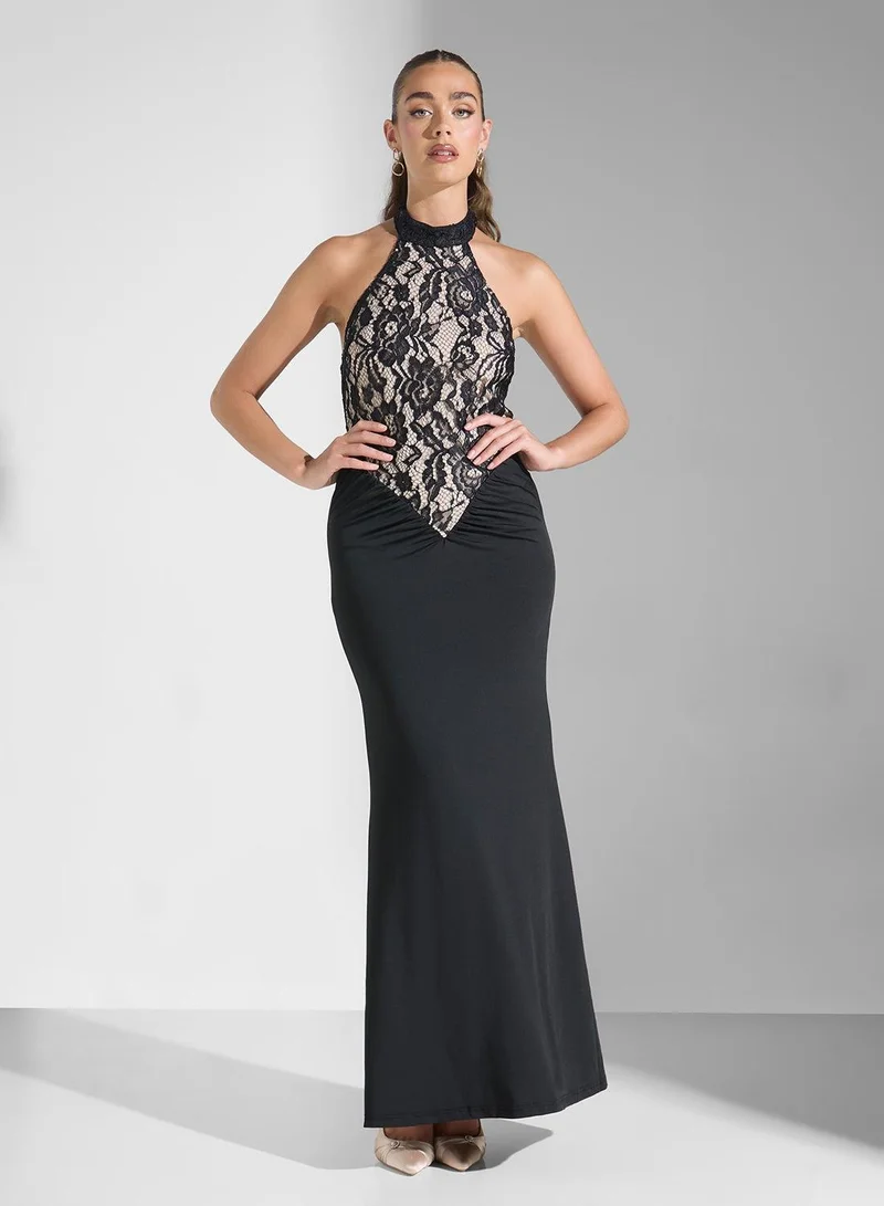 Ginger Boutique Lace Halter Gown Dress