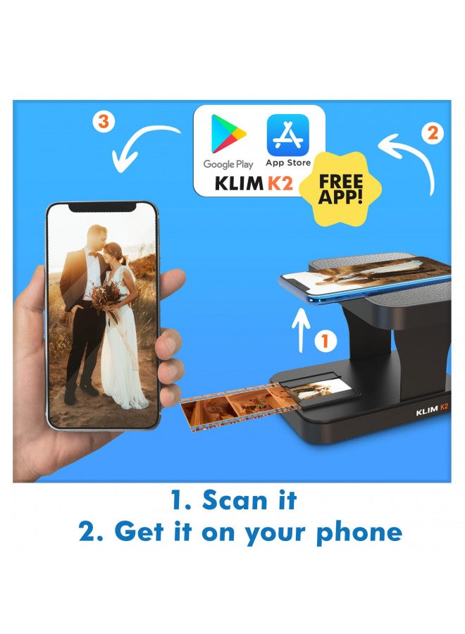 KLIM K2 Mobile Film Scanner 35mm + New 2024 + Positive & Negative Scanner + Slide Scanner + Photo Scanner + 35mm Color Film Developing Kit Essential + Your own 35mm Film Developing Service at Home - Image 4