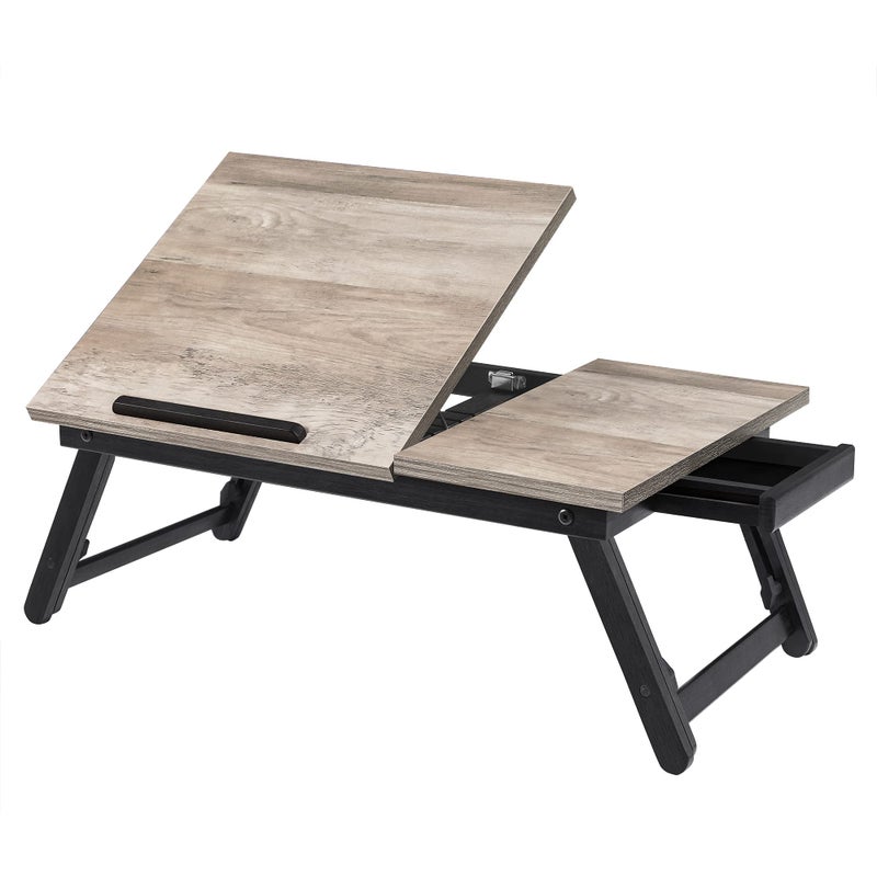 SONGMICS SONGMICS Laptop Desk for Bed or Sofa with Tilting Top Breakfast Serving Tray with Folding Legs Fits up to 156 Inches Screen 24269 x 137 x 88126 Inches Greige ULLD105W01