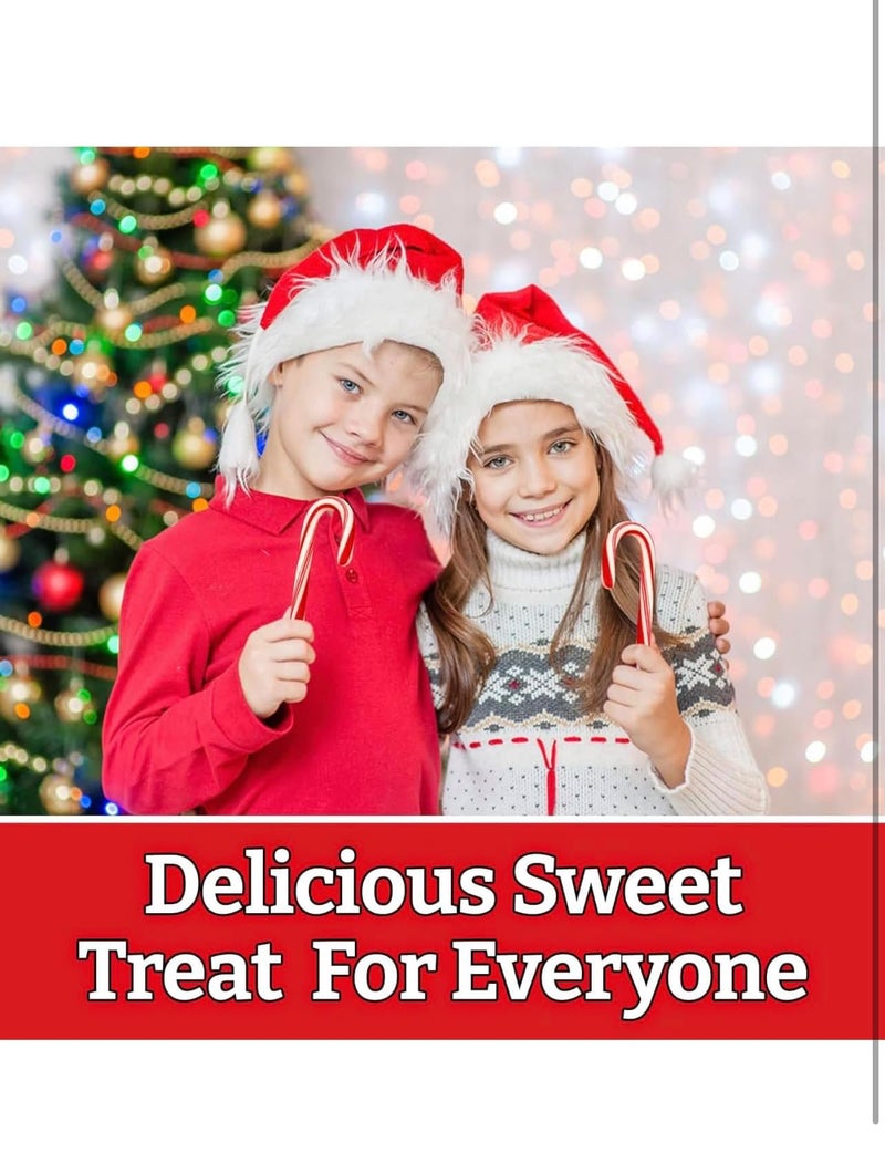 عصا الحلوى مغلفة بشكل فردي | عصي حلوى بنكهة النعناع مخططة بالأحمر والأبيض | (100 قطعة - عصي حلوى صغيرة) - Image 4