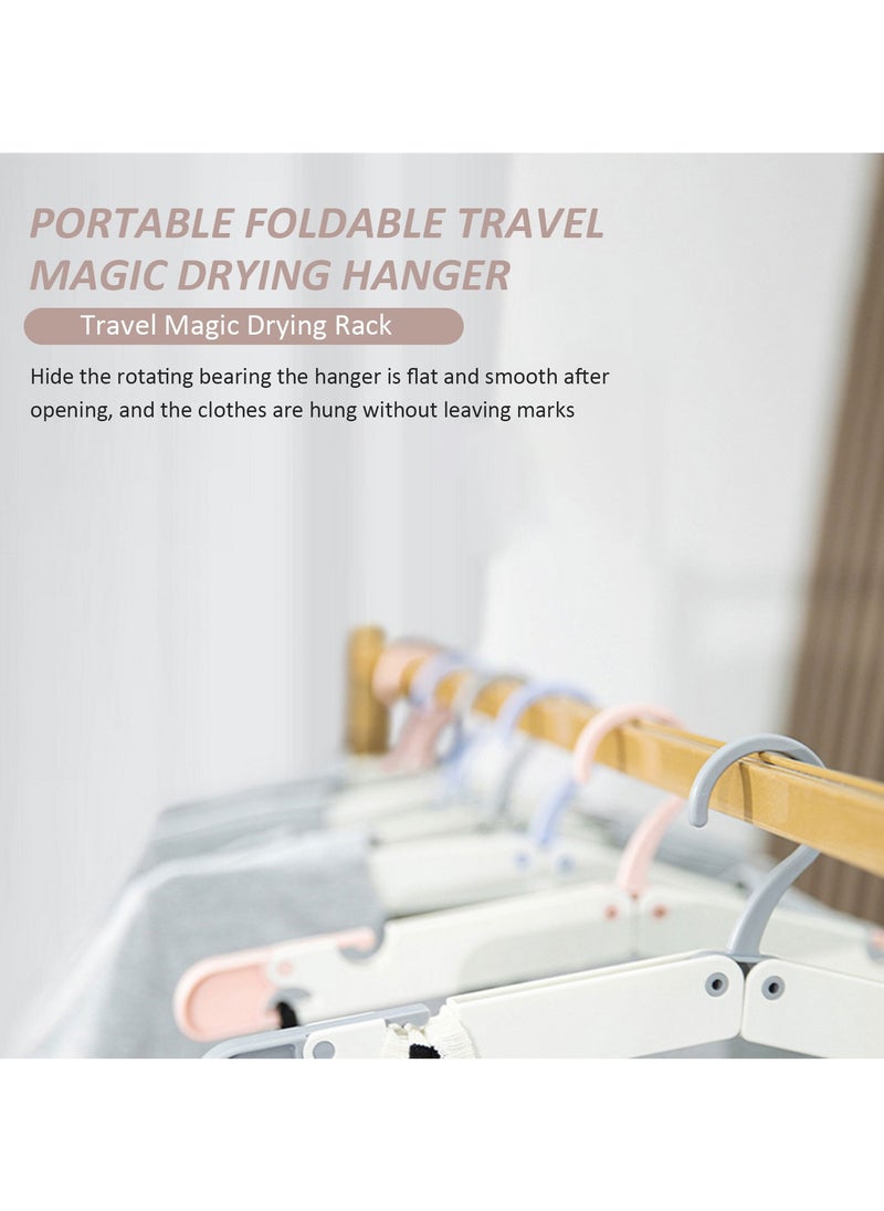 Travel Hangers Set, 3 PackFoldable Hangers, Durable, Non-Slip,foldable hangers in gray, pink, and blueFoldable Travel Hangers, PortableFolding Hanger Non-Slip, Lightweight,Suitable for Tops Pants Skirts  Coats