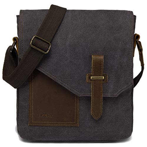 VASCHY Small Messenger Bag, Vintage Canvas Leather Lightweight Crossbody Bag - Image 1