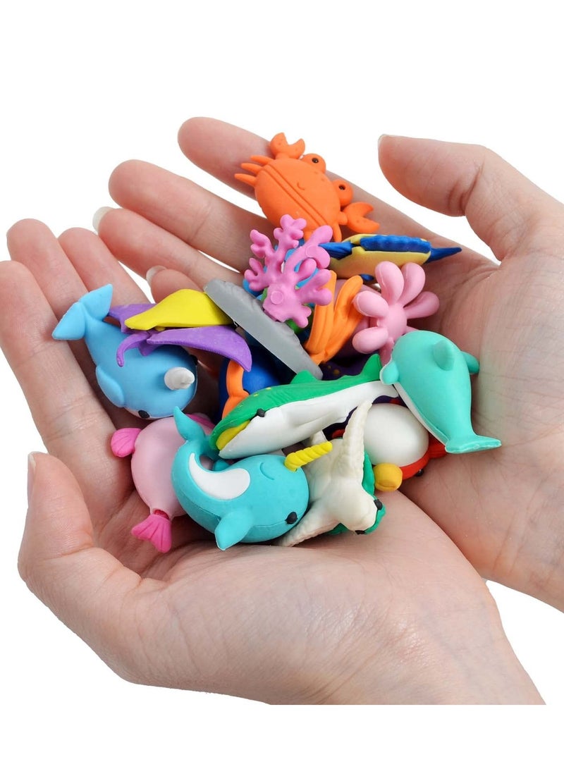 Erasers for Kids, Novelty Cute Pencil Mini Puzzle Rubber Boys, Girls, Students, Party Favors, Birthday Gift, Homework School Prize Rewards, Ocean Sea Animals - Image 3