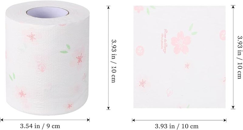 Floral Printed Toilet Paper 4 Rolls Soft Absorbent Bathroom Tissue 12 Ply - Image 3