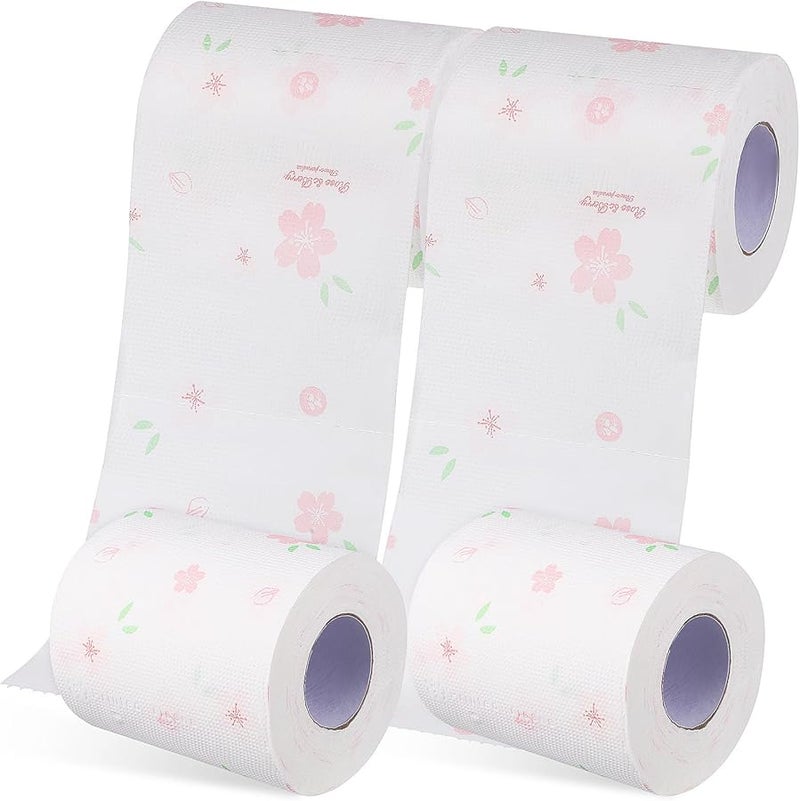 Floral Printed Toilet Paper 4 Rolls Soft Absorbent Bathroom Tissue 12 Ply - Image 2