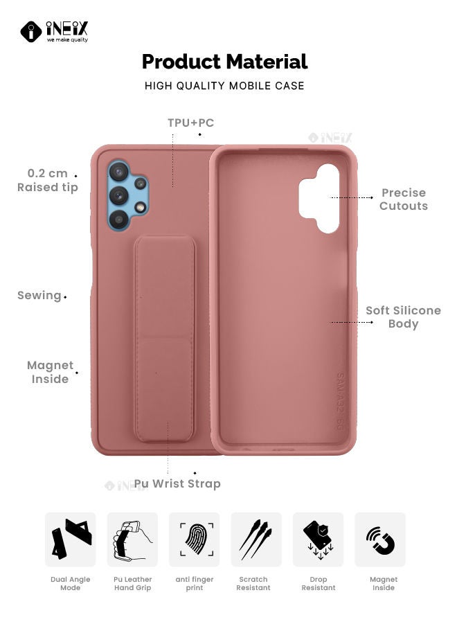 إينيكس جراب حماية 3 في 1 مغناطيسي ذو مسند للهاتف وسوار لأصابع اليد لهاتف سامسونج جلاكسي A32 5G وردي - Image 2