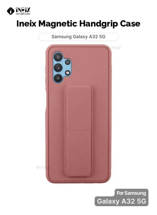 إينيكس جراب حماية 3 في 1 مغناطيسي ذو مسند للهاتف وسوار لأصابع اليد لهاتف سامسونج جلاكسي A32 5G وردي - Image 1