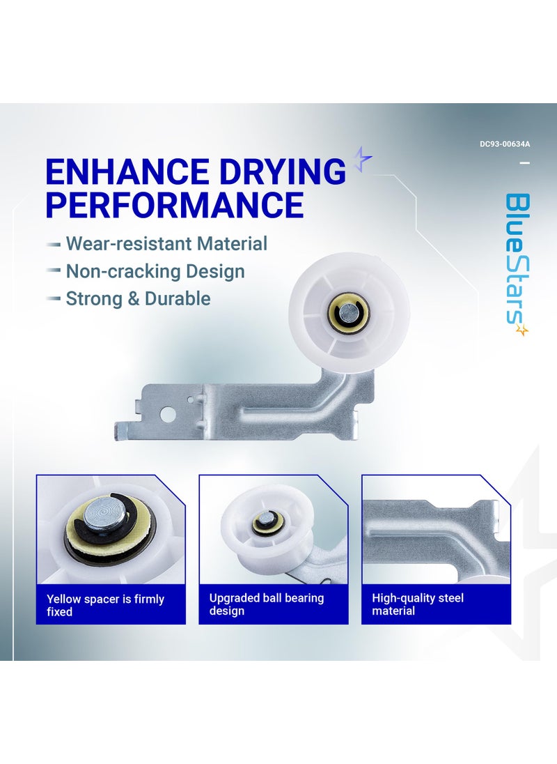 BlueStars [Upgraded Dual Ball Bearings] BlueStars DC93-00634A Dryer Idler Pulley with Sturdy Clip – Compatible with Samsung Dryers - Replaces DC96-00882B DC96-00882C AP4373659 PS11771601-2 Packs  - Image 3