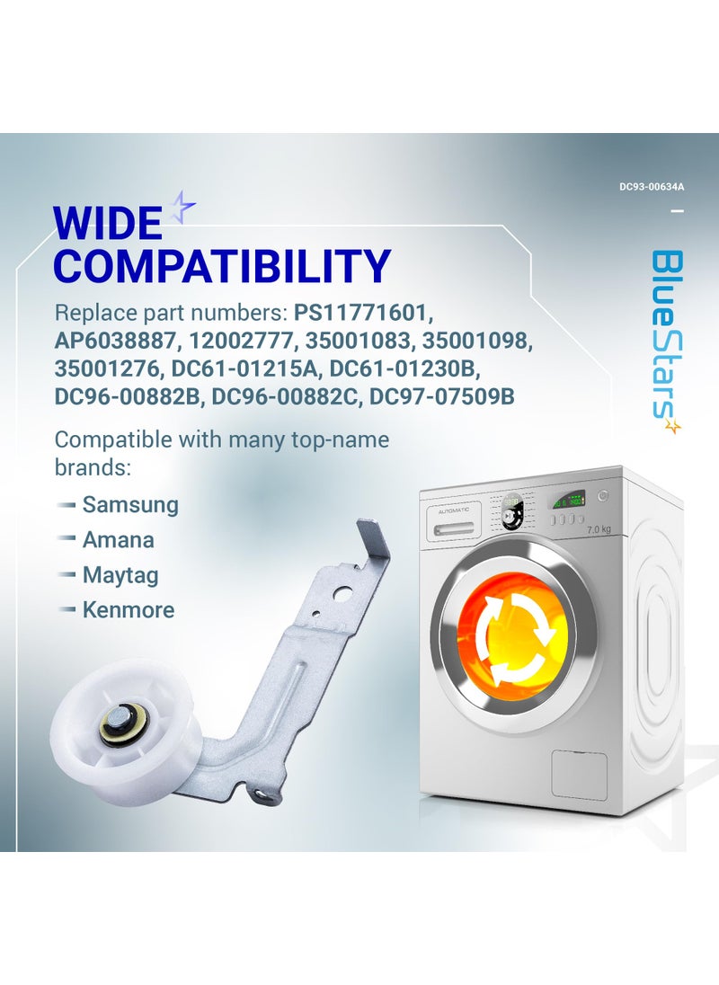 BlueStars [Upgraded Dual Ball Bearings] BlueStars DC93-00634A Dryer Idler Pulley with Sturdy Clip – Compatible with Samsung Dryers - Replaces DC96-00882B DC96-00882C AP4373659 PS11771601-2 Packs  - Image 4
