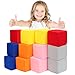 TRENDBOX Foam Blocks for Toddlers 12 Pieces Soft Building Blocks for Kids Large Foam Cubes Colourful Stacking Block Sets Throw Play Toys with Washable CoverPink Dark Blue Yellow Orange Red Gray - Image 2