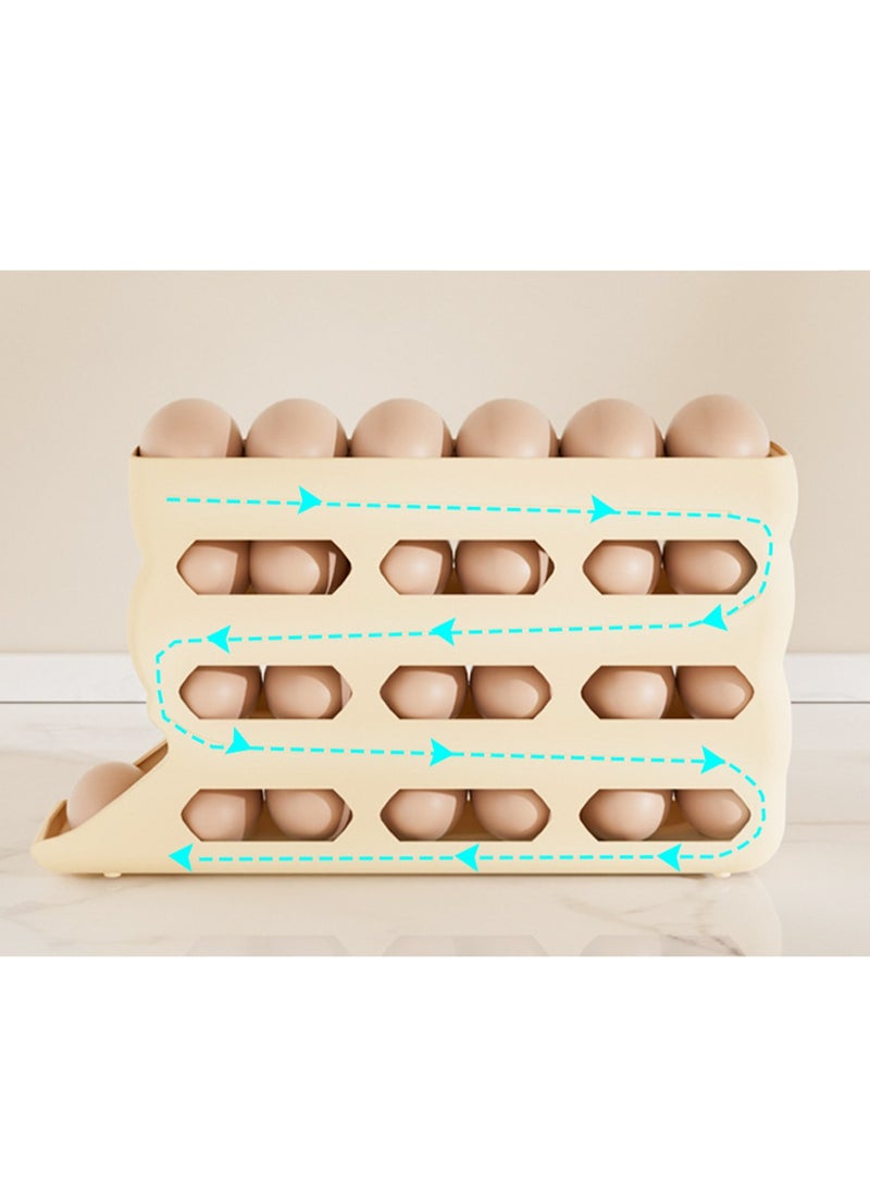 Yellow Egg Box Automatic Rolling Egg Multi-Layer Storage, Suitable For Refrigerator Door, Saving Space - Image 3