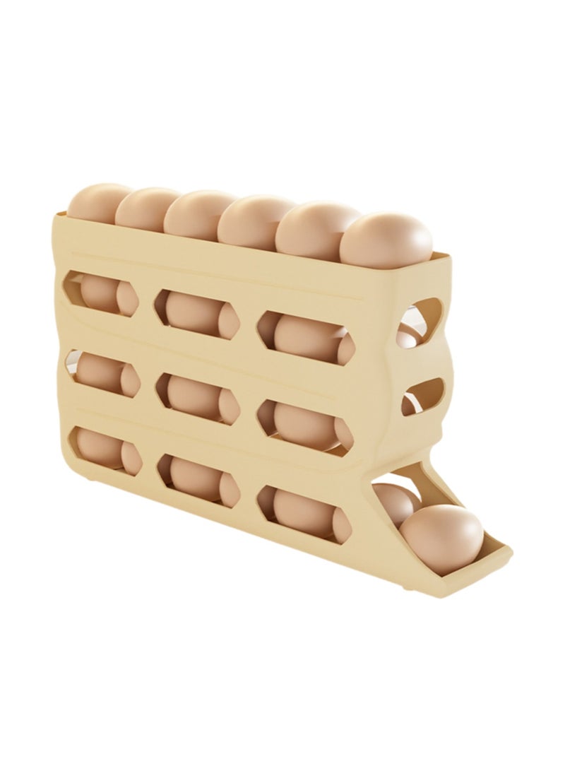 Yellow Egg Box Automatic Rolling Egg Multi-Layer Storage, Suitable For Refrigerator Door, Saving Space - Image 1