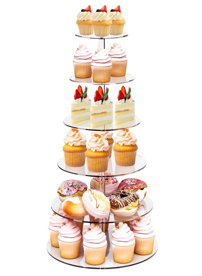 LoveDisplay Cupcake Stand, 6 Tier Clear Acrylic Cupcake Stand Holder, Large Cupcake Stands for Dessert Table, Round Cupcake Tower Display for Party, Wedding, Graduation, Baby Shower - Image 1