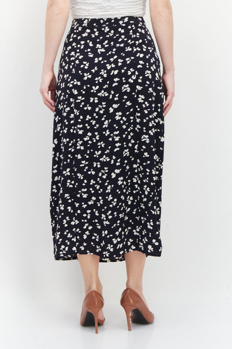 French Connection Women Floral Pattern Midi Skirts, Navy - Image 3
