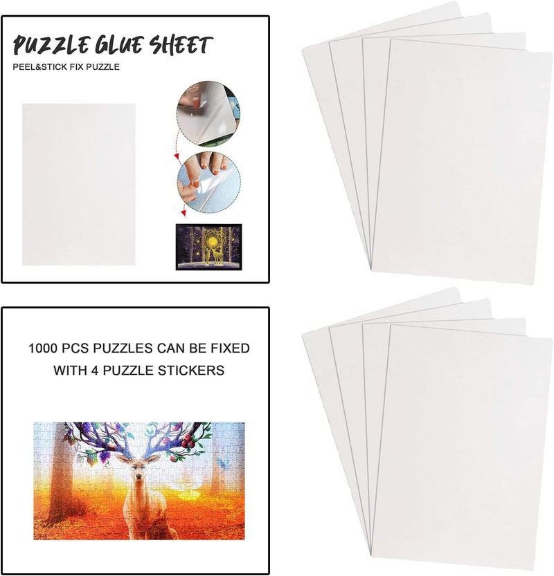 klarako8pcs Clear Puzzle Glue Sheets Sticker Transparent Puzzles Masterpiece Adhesive Jigsaw Saver Protector Backing Sheet Sticky Paper - Image 4