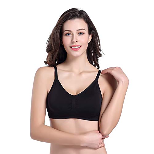 Stelle Nursing Bras Maternity Bra for Breastfeeding Pregnancy Wireless Bralette with Pads, Extenders (Black+Gray,XXL) - Image 3