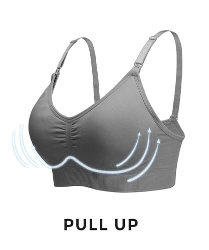 Stelle Nursing Bras Maternity Bra for Breastfeeding Pregnancy Wireless Bralette with Pads, Extenders (Black+Gray,XXL) - Image 4