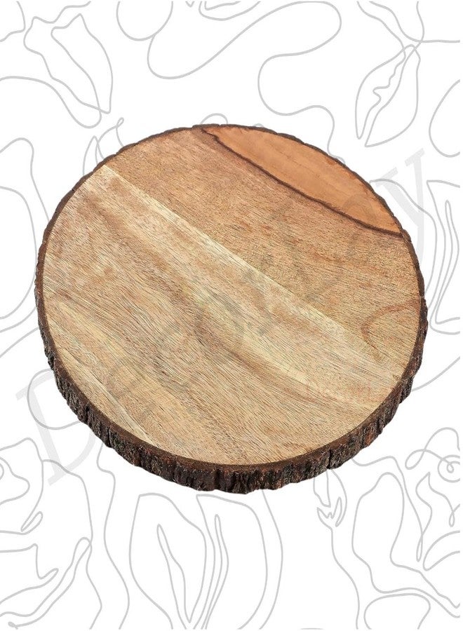 Decorlay Wooden Rounded Coffee Tea Tray Serving Tray/Platter for Bathroom, Kitchen Dining Room Table Serving Snacks, Breakfast with Bark Edges | Pack of 1 - Image 5