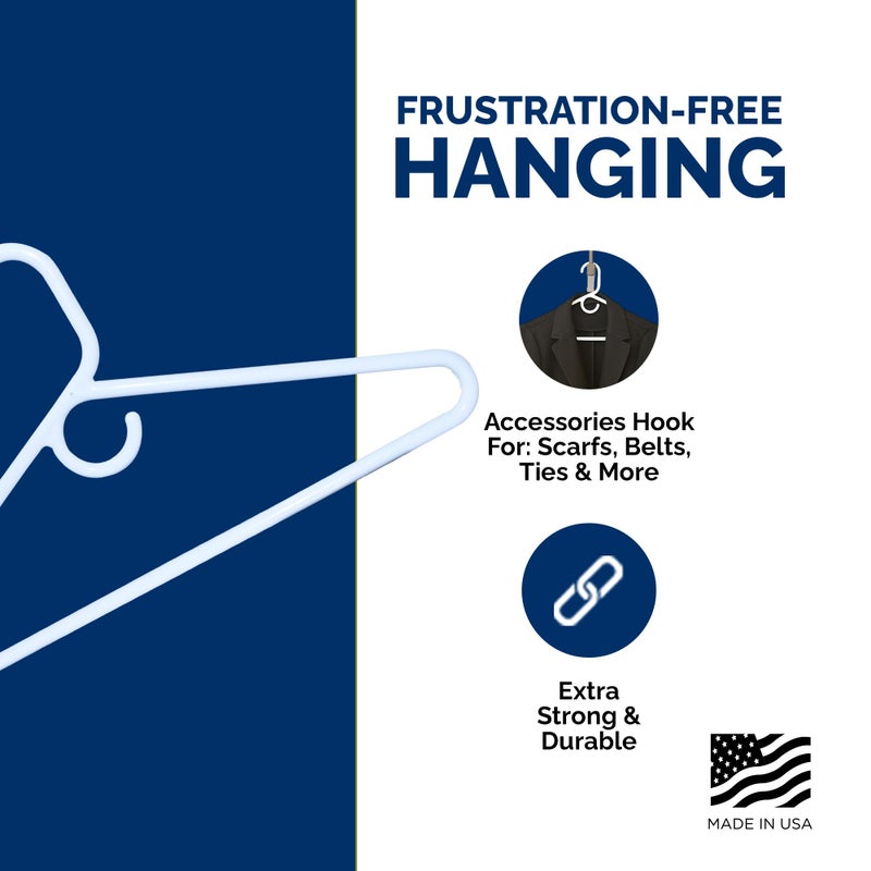 closetselect Ultra Heavy Duty Plastic Hangers, Made in USA, White Heavy Weight Hanger, 28 Pack - Image 5