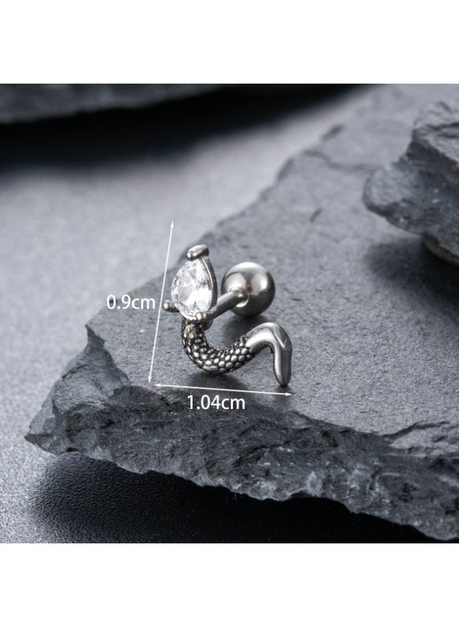 KUYING Puncture Earrings Stainless Steel Fashion Trendy Ear Buckle Single