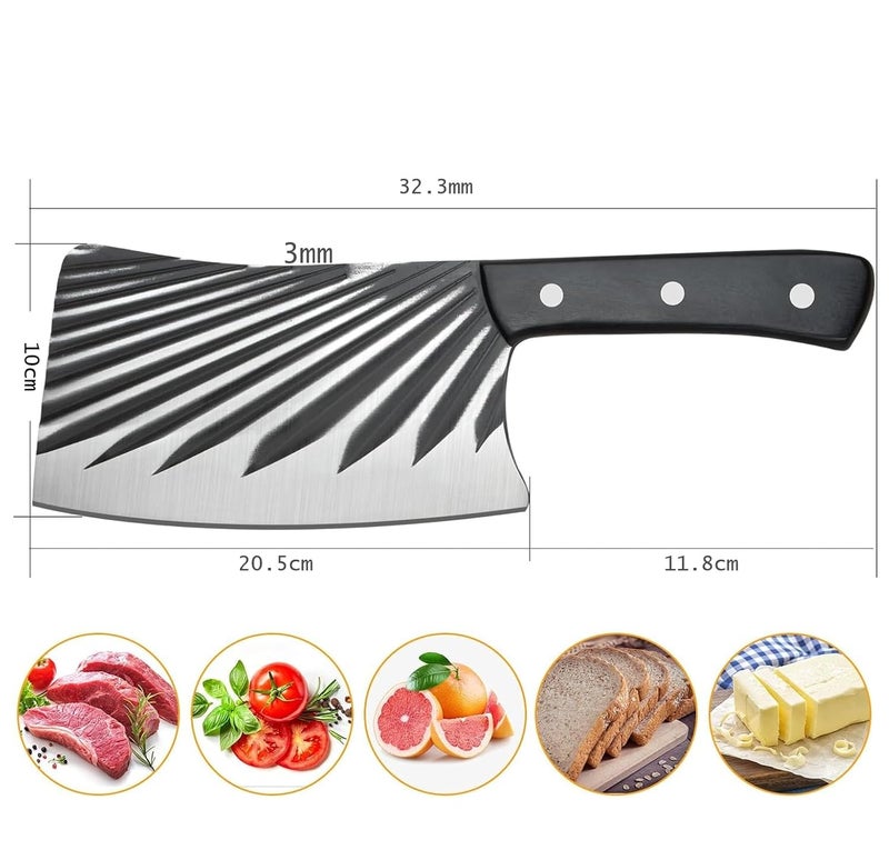 Defflo Heavy Bone Cutting Knife, High Carbon Stainless Steel Cleaver Knife for Meat, Large Chinese Chef's Clever, for Pork Bone, Chopper Knife, Plate Thickness 5mm, Ultra Sharp Blade, Plastic Handle - Image 4