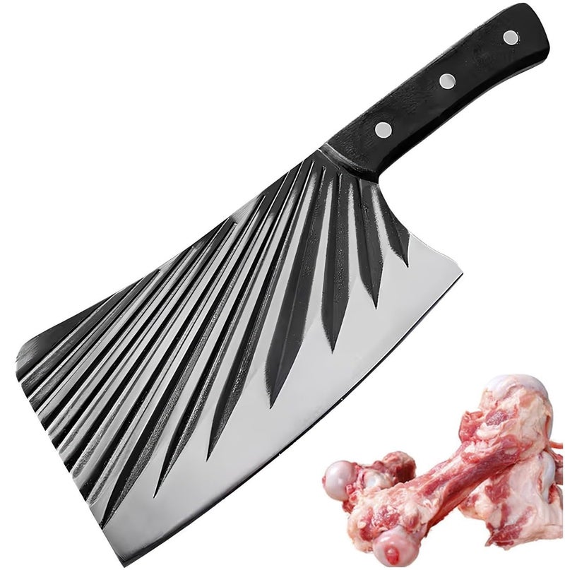 Defflo Heavy Bone Cutting Knife, High Carbon Stainless Steel Cleaver Knife for Meat, Large Chinese Chef's Clever, for Pork Bone, Chopper Knife, Plate Thickness 5mm, Ultra Sharp Blade, Plastic Handle - Image 1