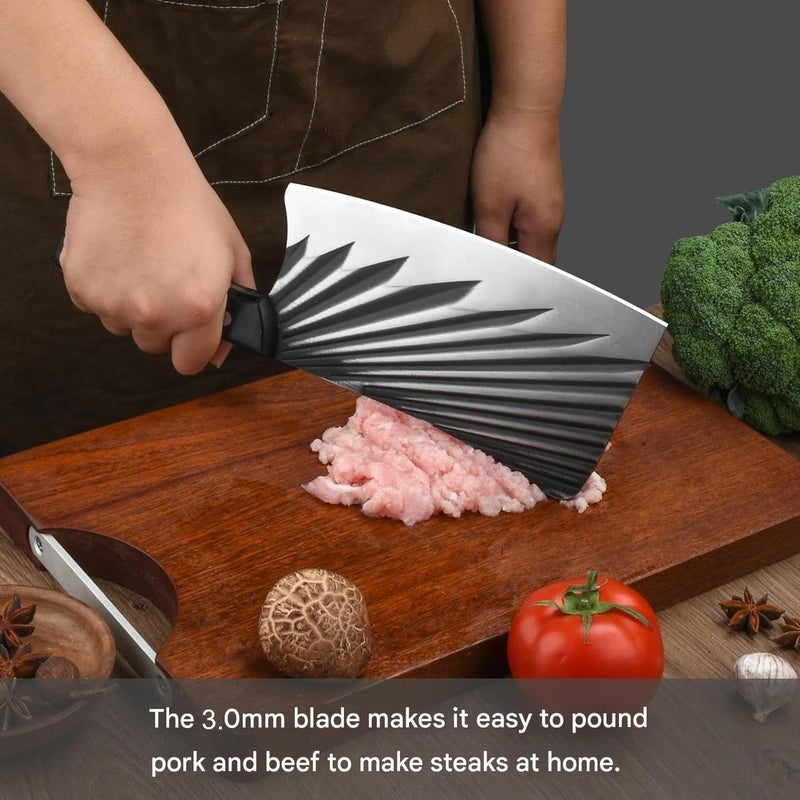 Defflo Heavy Bone Cutting Knife, High Carbon Stainless Steel Cleaver Knife for Meat, Large Chinese Chef's Clever, for Pork Bone, Chopper Knife, Plate Thickness 5mm, Ultra Sharp Blade, Plastic Handle - Image 3