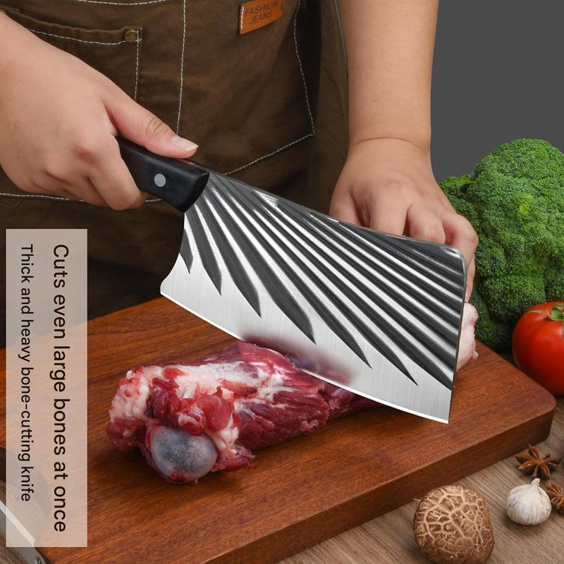 Defflo Heavy Bone Cutting Knife, High Carbon Stainless Steel Cleaver Knife for Meat, Large Chinese Chef's Clever, for Pork Bone, Chopper Knife, Plate Thickness 5mm, Ultra Sharp Blade, Plastic Handle - Image 2