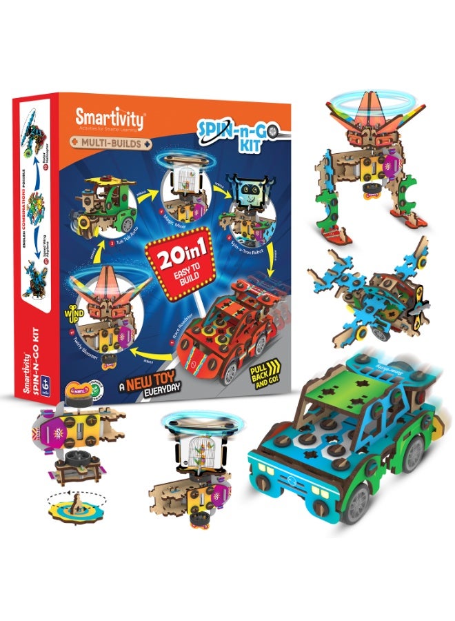 Smartivity 20in1 Spin-n-Go Kit for Kids Age 6-7-8-9-10-11-12 Years Old I Robot, Car, Airplane & More I Christmas, Birthday Gifts for Boys & Girls | DIY Science Toy for Kids 6-12 - Image 1