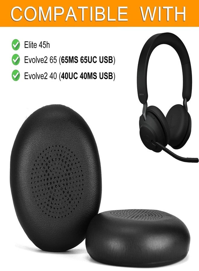 defean وسادات أذن 45H - غطاء وسادة أذن بديل متوافق مع Jabra Evolve2 65 (65MS 65UC USB) / Evolve2 40 (40UC 40MS USB) / Elite 45h سماعة رأس لاسلكية فوق الأذن، جلد بروتين أنعم (أسود) - Image 2