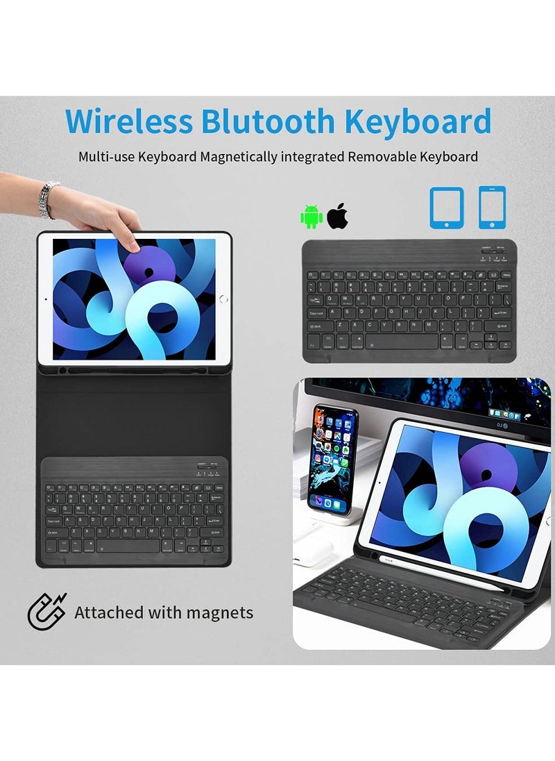 INFOSUN iPad Keyboard Case with English Bluetooth Keyboard  for iPad Air 6th 11 Inch M2 (2024) iPad Air 5th 10.9 Inch (2022)/Air 4th 10.9 Inch (2020) iPad Pro 11 inch (2022/2021/2020/2018),With keyboard stickers -Black  - Image 2