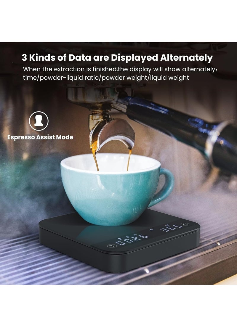Mini Coffee Scale with Auto Timing, Rechargeable Espresso Scale with Timer, 2kg/0.1g High Precision Scale for for Espresso and Pour-Over Coffee - Image 5