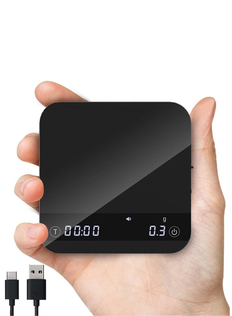 Mini Coffee Scale with Auto Timing, Rechargeable Espresso Scale with Timer, 2kg/0.1g High Precision Scale for for Espresso and Pour-Over Coffee - Image 1
