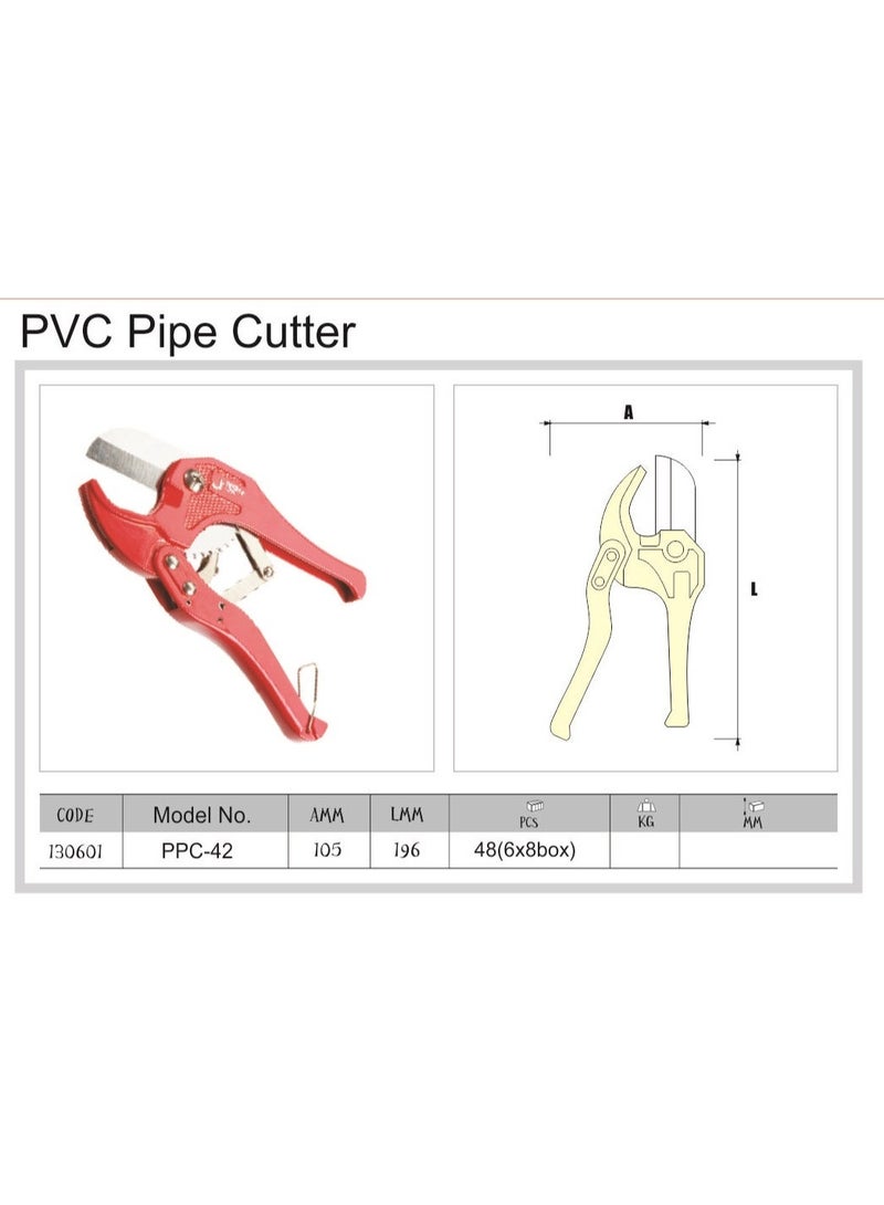 jetechtool Jetech Ratcheting Hose and Pipe Cutter, Stainless Steel Blade for PVC, PPR, PEX, PE Pipes & Tubes, 1-5/8 Inch One-Hand Fast Cutting Tool, Max Diameter 42mm, Durable & Easy to Use - PPC-42 - Image 2