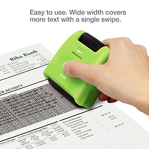 Plus Identity Theft Prevention Wide Roller Security Stamp Kit, Green - Image 5