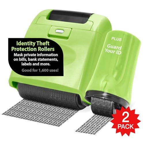 Plus Identity Theft Prevention Wide Roller Security Stamp Kit, Green - Image 1