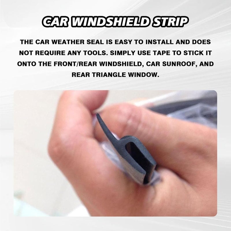 qboonpt Windshield Cowl Rubber Seal Strip, 1.7M/5.6Ft Car Front and Rear Weatherstrip Sunroof Sealing Strips, Universal Vehicles Self Adhesive Cuttable Sealing Strip for Most Cars Trucks SUVs - Image 4