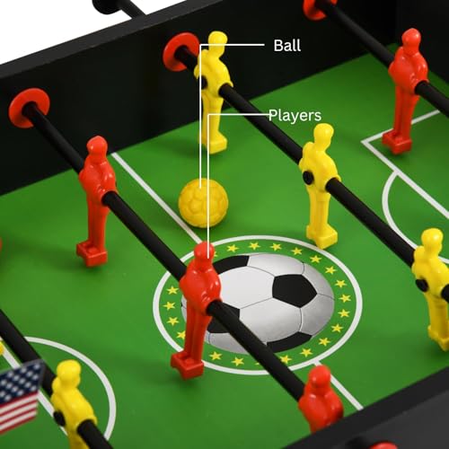 Serveuttam Foosball Table for Kids and Adults - Football Table Top Games | Mini Football Soccer Game | Indoor Games and Great Gift for Boys | 2 Handles and 6 Players Game (Yllow Red, Medium) - Image 5