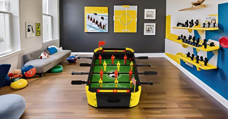 Serveuttam Foosball Table for Kids and Adults - Football Table Top Games | Mini Football Soccer Game | Indoor Games and Great Gift for Boys | 2 Handles and 6 Players Game (Yllow Red, Medium) - Image 4