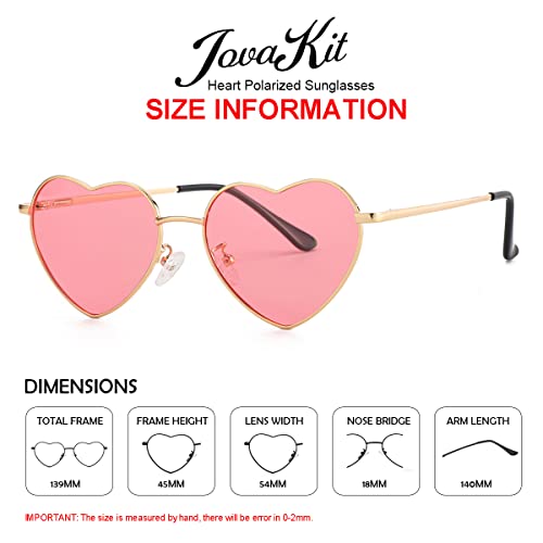 JOVAKIT Polarized Heart Sunglasses for Women Fashion Lovely Style Metal Frame UV400 Protection Lens (Gold/Pink) - Image 3