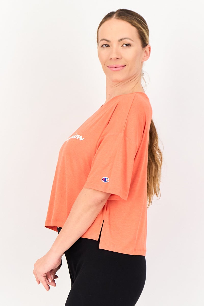 Champion Women Sportswear Fit Short Sleeve Outdoor Crop Top, Orange - Image 4