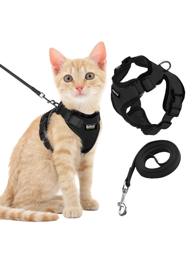 Buraq Pets Cat Harness with Leash for Outdoor, Walking, Escape Proof, Air Mesh Fabric, Easy Control, Adjustable & Durable Cat Leash with Harness for Small Medium & Large Cats (XS - Black) - Image 1