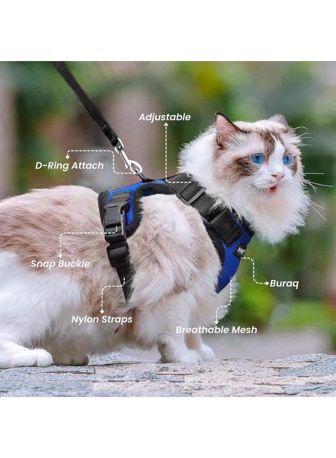 Buraq Pets Cat Harness with Leash for Outdoor, Walking, Escape Proof, Air Mesh Fabric, Easy Control, Adjustable & Durable Cat Leash with Harness for Small Medium & Large Cats (XS - Black) - Image 3
