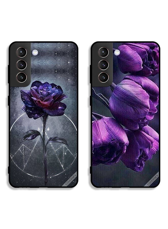 Covernex Two Cases For Samsung Galaxy S21 FE 5G Protective Covers Dark Flowers - Image 1