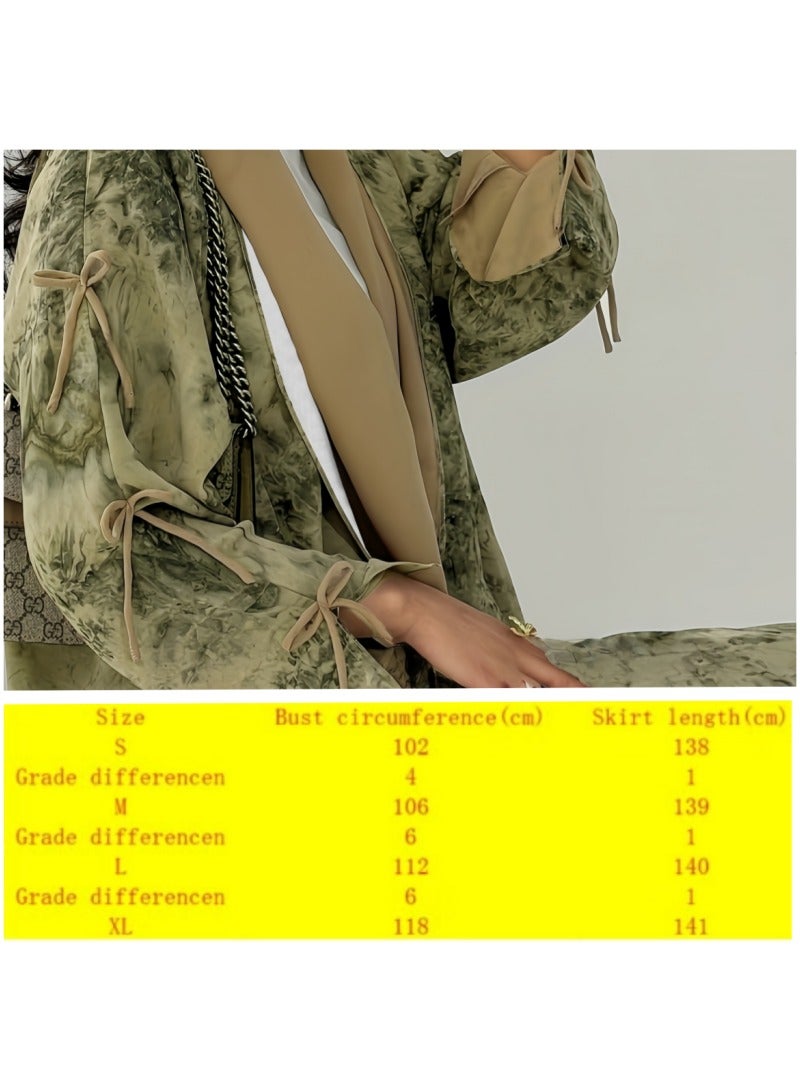 عباية أنيقة بشيفون مطبوع مفتوحة بأكمام طويلة مع حجاب متناسق – موضة عصرية للمرأة في الشرق الأوسط - Image 4