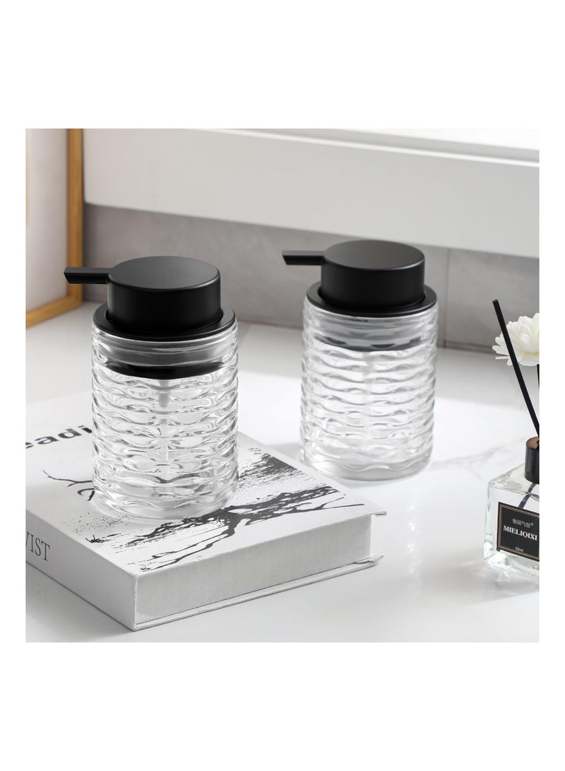 KASTWAVE Clear Glass Hand Soap Dispenser, Liquid Soap Dispenser with Pump, Refillable Kitchen Liquid Decorative Bottles for Hand Sanitizer,  for Bathroom, Kitchen, 2 Pcs - 10 Oz - Image 4