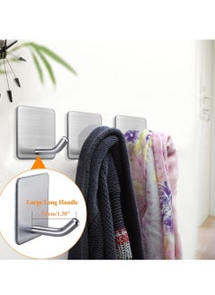 Excefore Heavy Duty Adhesive Hooks Towel Hook Stick on Hooks Wall Hangers Waterproof Stainless Steel Sticky Hooks for Hanging Bathroom Kitchen Home 4 Packs  - Image 2