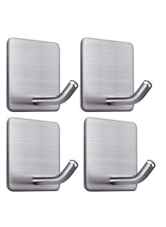 Excefore Heavy Duty Adhesive Hooks Towel Hook Stick on Hooks Wall Hangers Waterproof Stainless Steel Sticky Hooks for Hanging Bathroom Kitchen Home 4 Packs  - Image 1