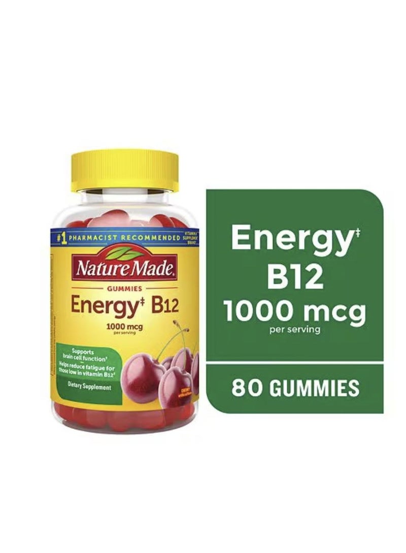 Nature Made Energy B12 1000 mcg, Dietary Supplement for Energy Metabolism Support, 80 Gummies, 40 Day Supply - Image 2